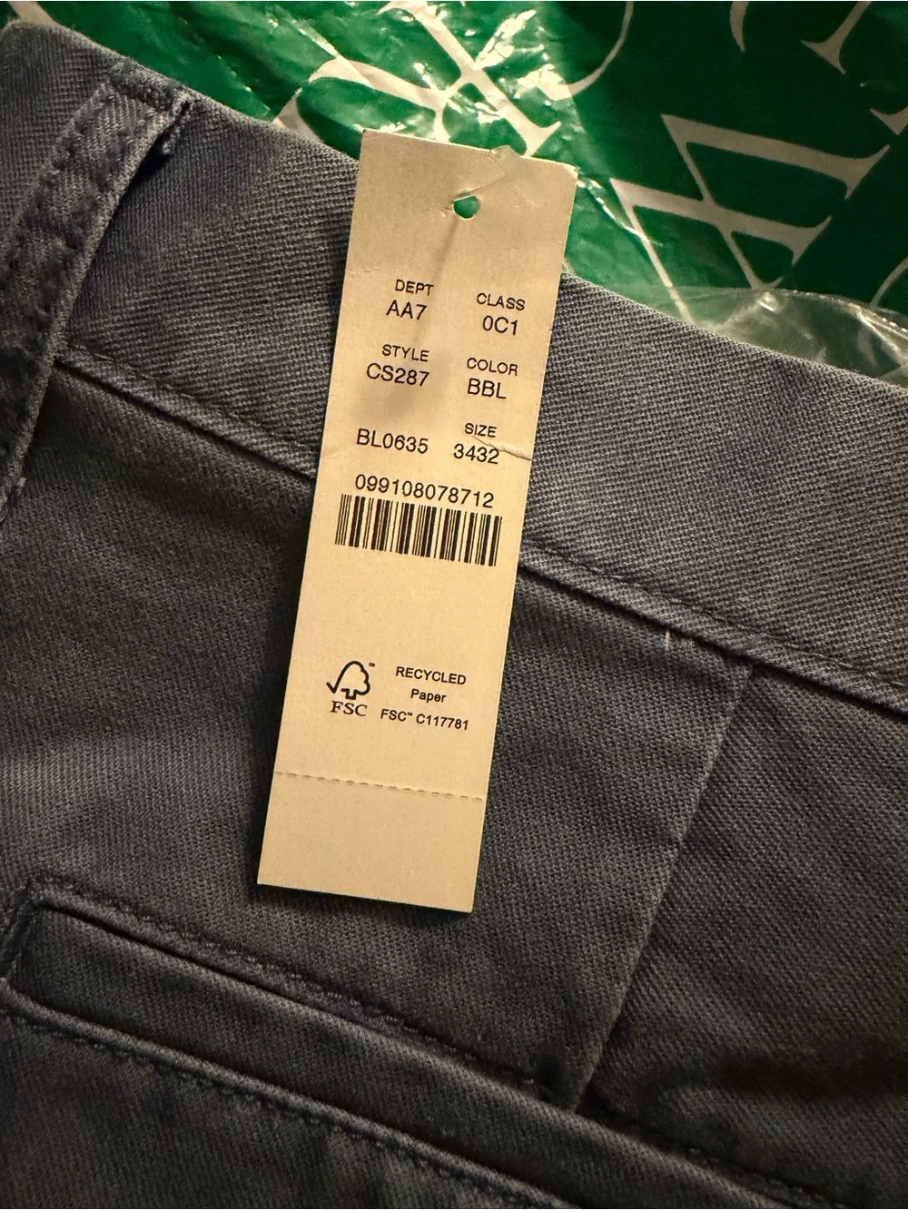 J. Crew Broken in Straight pigment dyed chino pant, blue, 34x32